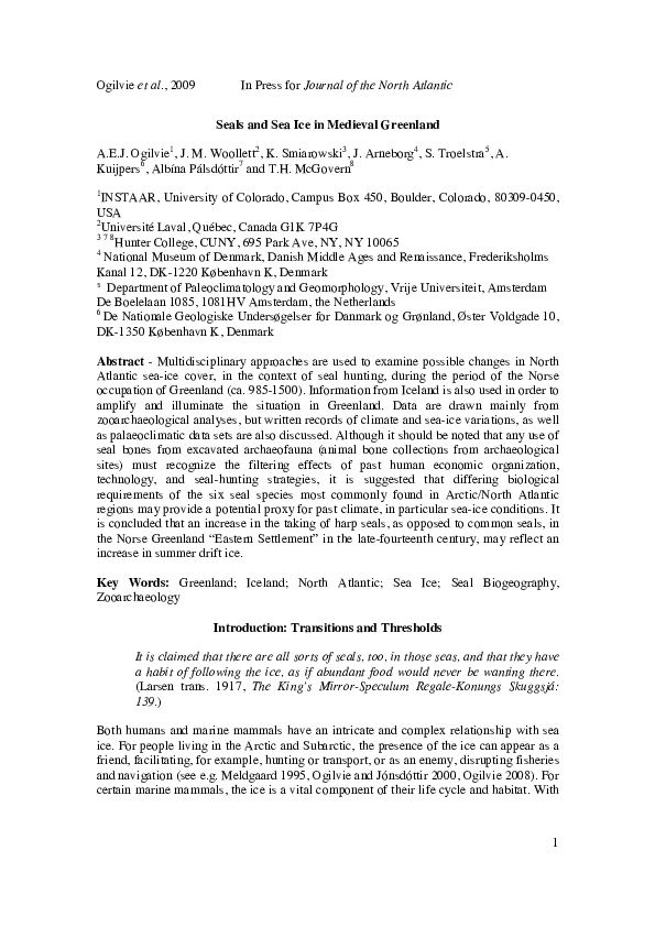 Seals and Sea Ice in Medieval Greenland