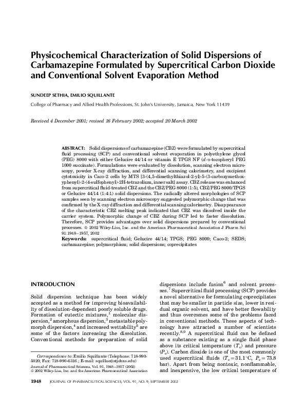 (PDF) Physicochemical characterization of solid dispersion systems of ...