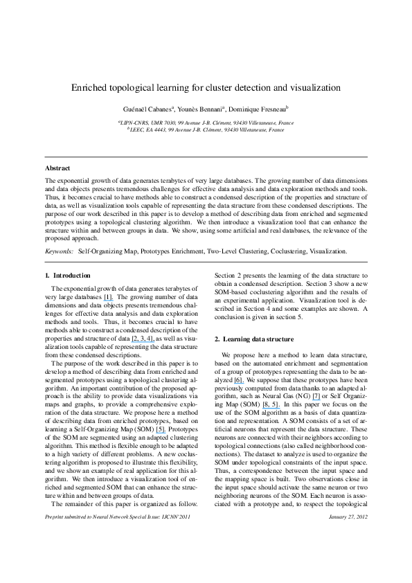 (PDF) Topological Clustering for Data Visualization