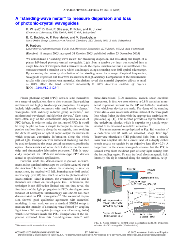 (PDF) A “standing-wave meter” to measure dispersion and loss of ...