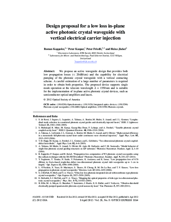 (PDF) Design proposal for a low loss in-plane active photonic crystal ...
