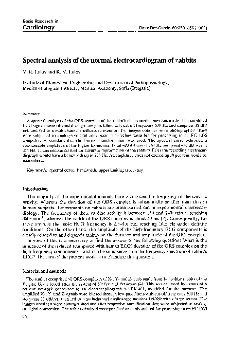 (PDF) Spectral analysis of the normal electrocardiogram of rabbits