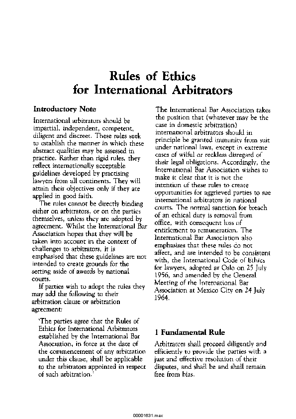 (PDF) IBA RULES OF ETHICS FOR INTERNATIONAL ARBITRATORS Kristine