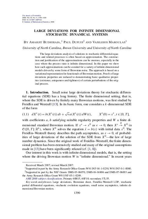 (PDF) Large deviations for infinite dimensional stochastic dynamical ...