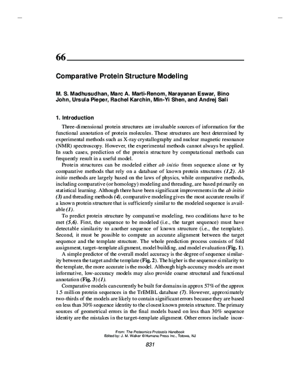 (PDF) Comparative Protein Structure Modeling