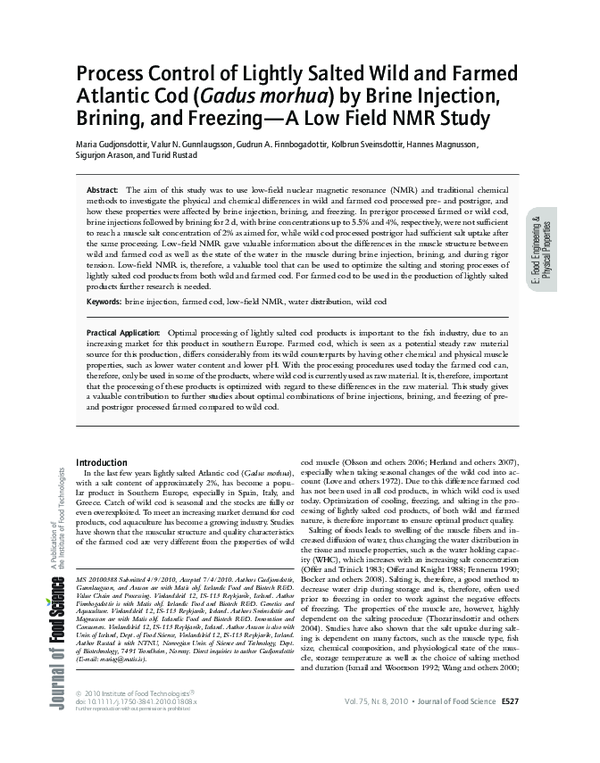 (PDF) Process Control of Lightly Salted Wild and Farmed Atlantic Cod ...