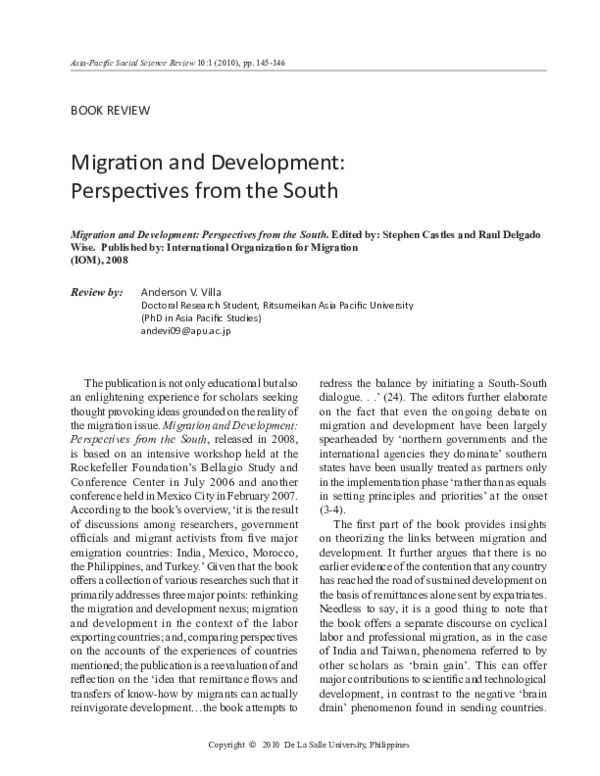 (PDF) Migration and Development: Perspectives from the South (Castles ...