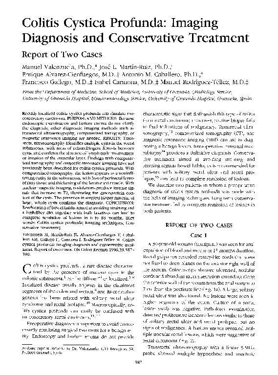 (PDF) Colitis cystica profunda: Imaging diagnosis and conservative ...