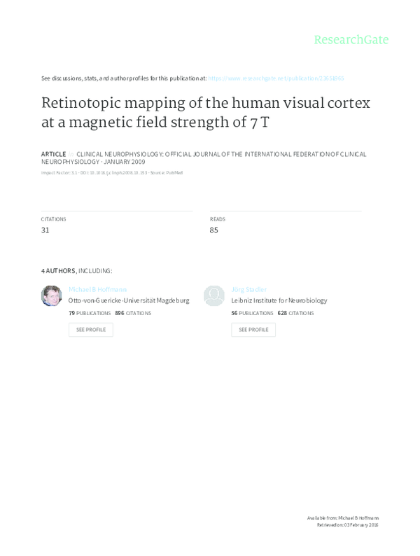(PDF) Retinotopic mapping of the human visual cortex at a magnetic ...