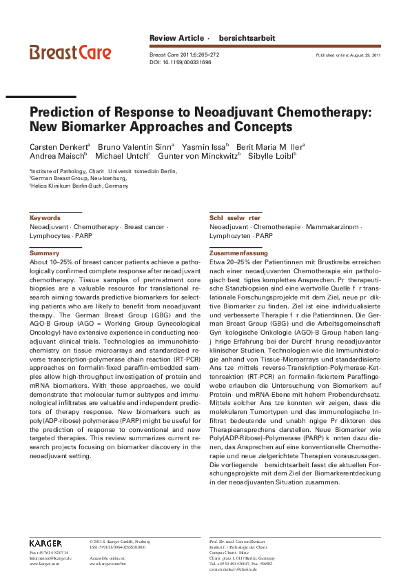 (PDF) Prediction of response to neoadjuvant chemotherapy of Barrett's ...