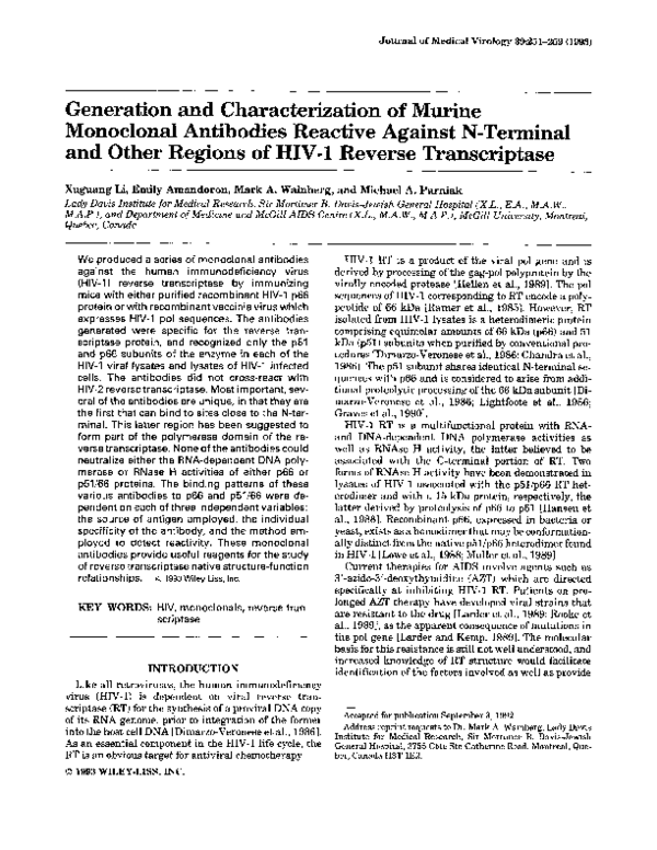 (PDF) Generation and characterization of murine monoclonal antibodies ...