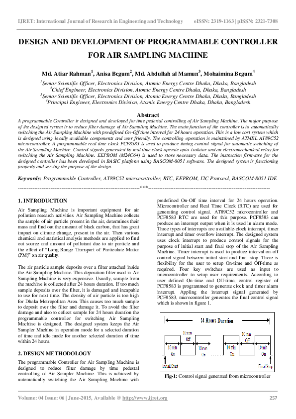 (PDF) DESIGN AND DEVELOPMENT OF PROGRAMMABLE CONTROLLER FOR AIR ...