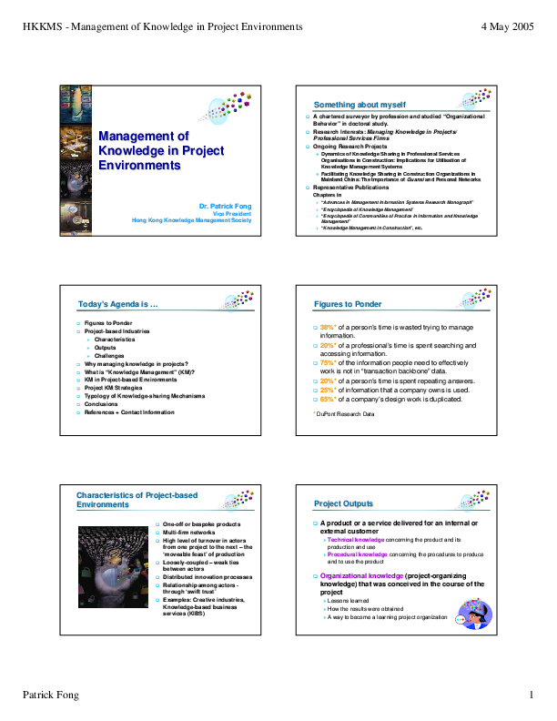 (PDF) Knowledge management in project environments