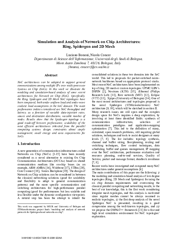 (PDF) Simulation and analysis of network on chip architectures: ring ...
