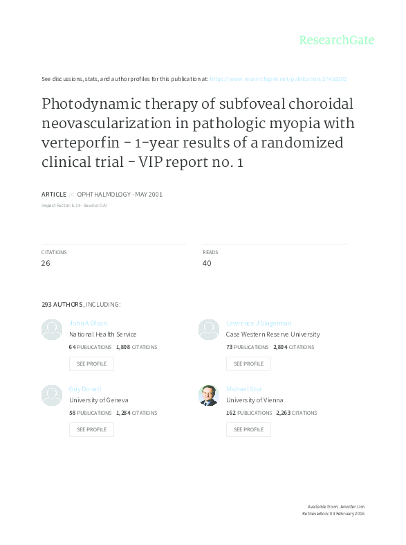 (PDF) Photodynamic therapy of subfoveal choroidal neovascularization in ...