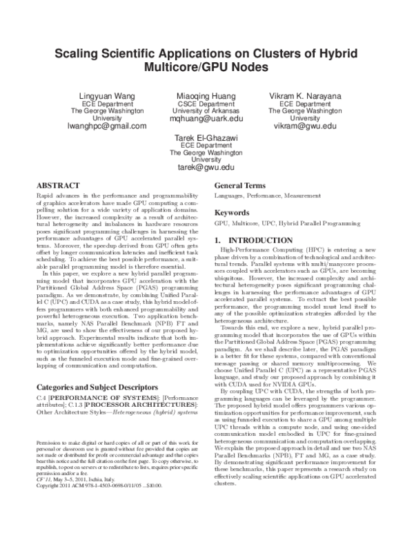 (PDF) Scaling scientific applications on clusters of hybrid multicore ...