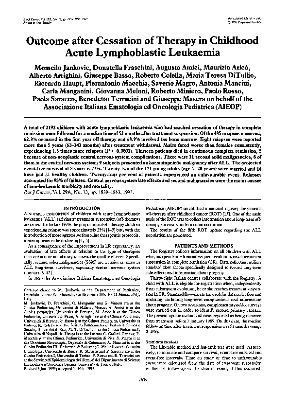 (PDF) Outcome after cessation of therapy in childhood acute ...