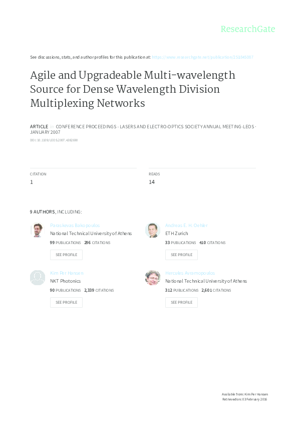 (PDF) Agile and Upgradeable Multi-wavelength Source for Dense ...