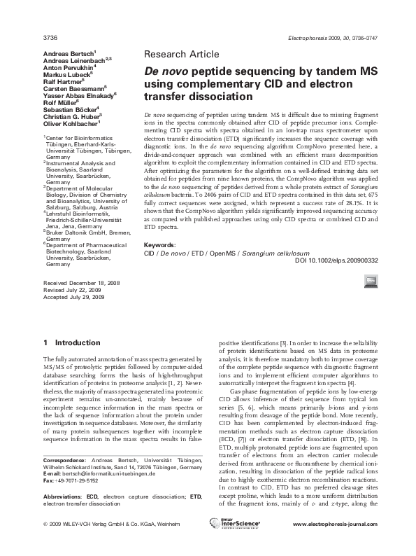 (PDF) De novo peptide sequencing by tandem MS using complementary CID ...