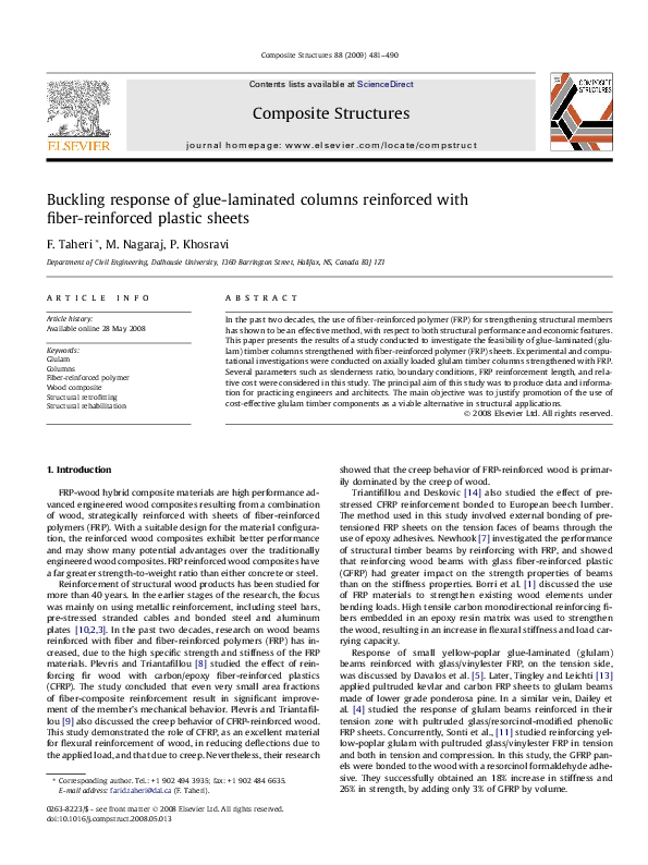 (PDF) Buckling response of glue-laminated columns reinforced with fiber ...