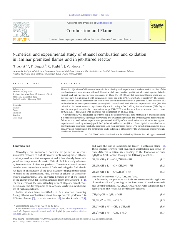 (PDF) Numerical and experimental study of ethanol combustion and ...