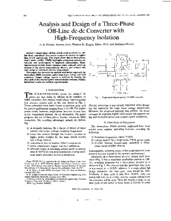 (PDF) Analysis and design of a three-phase offline DC-DC converter with ...