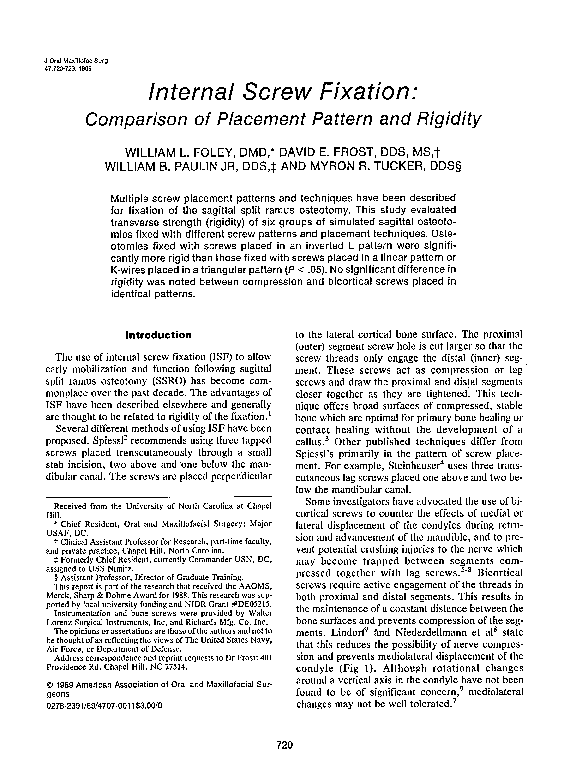 (PDF) Internal screw fixation: Comparison of placement pattern and rigidity