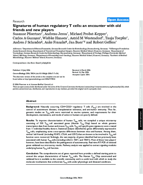 (PDF) Signatures of human regulatory T cells: an encounter with old ...
