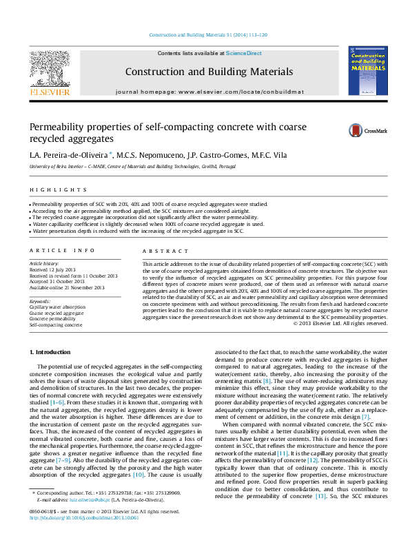 (PDF) Permeability properties of self-Compacting concrete with coarse ...