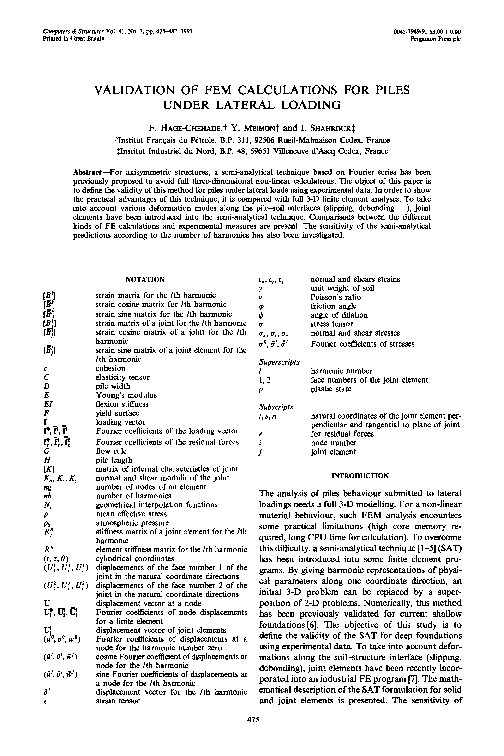 (PDF) Validation of fem calculations for piles under lateral loading