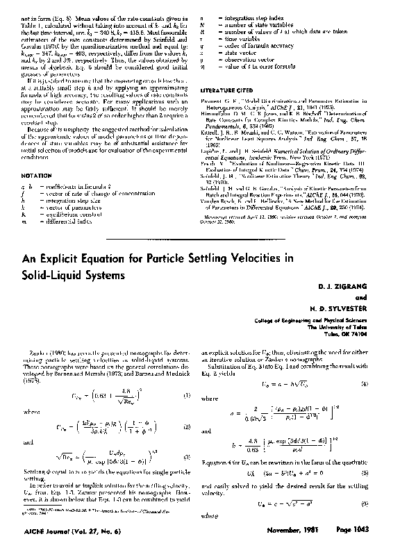 (PDF) An explicit equation for particle settling velocities in solid ...