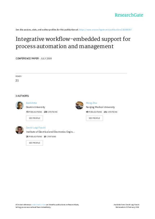 (PDF) Integrative workflow-embedded support for process automation and ...