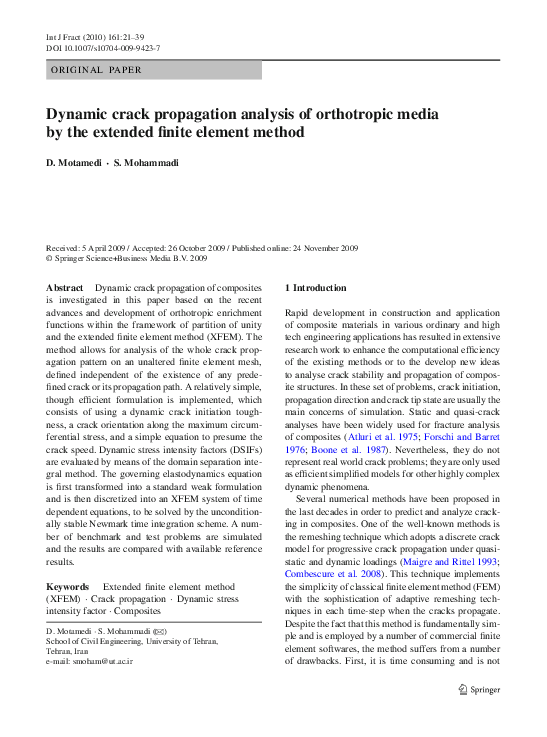 (PDF) Dynamic crack propagation analysis of orthotropic media by the ...
