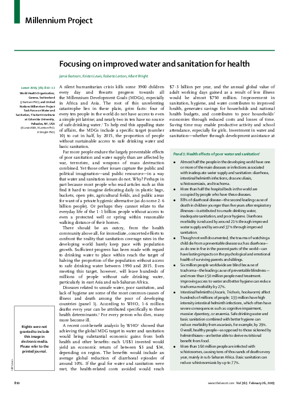 (PDF) Focusing on improved water and sanitation for health