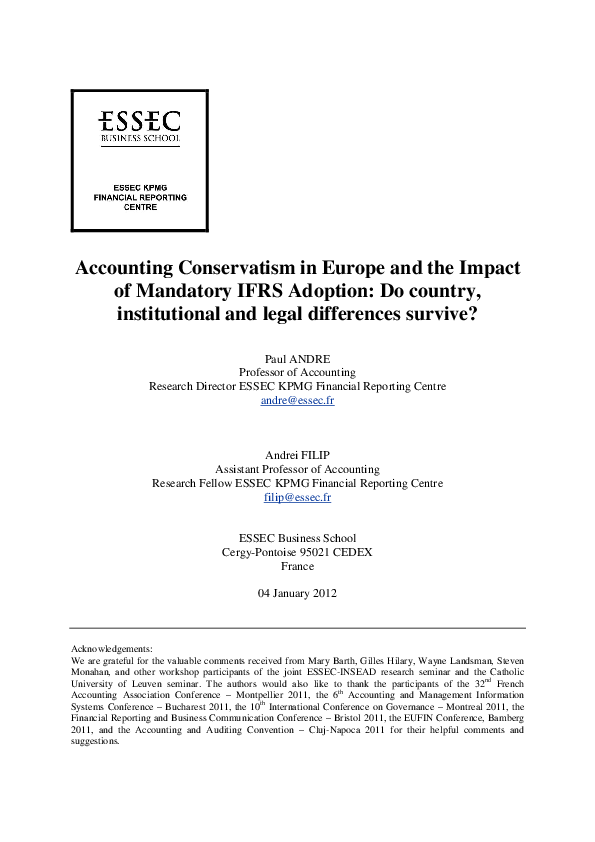 (PDF) Accounting Conservatism in Europe and the Impact of Mandatory ...