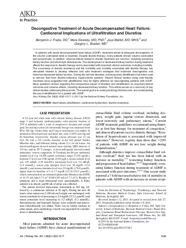 (PDF) Decongestive Treatment of Acute Decompensated Heart Failure ...