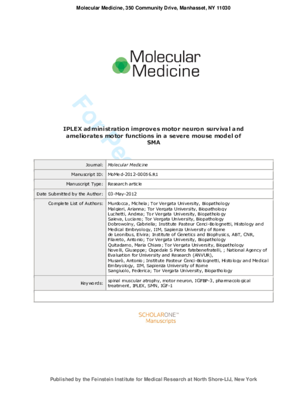 (PDF) IPLEX administration improves motor neuron survival and ...