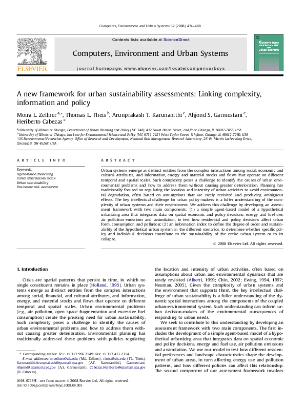 (PDF) A new framework for urban sustainability assessments: Linking ...
