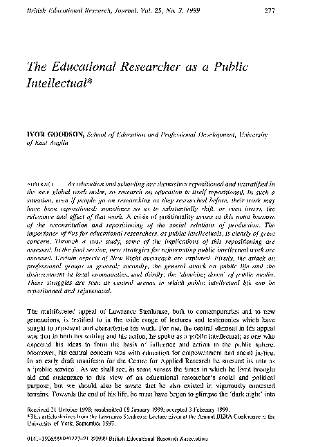 (PDF) The Educational Researcher as a Public Intellectual*