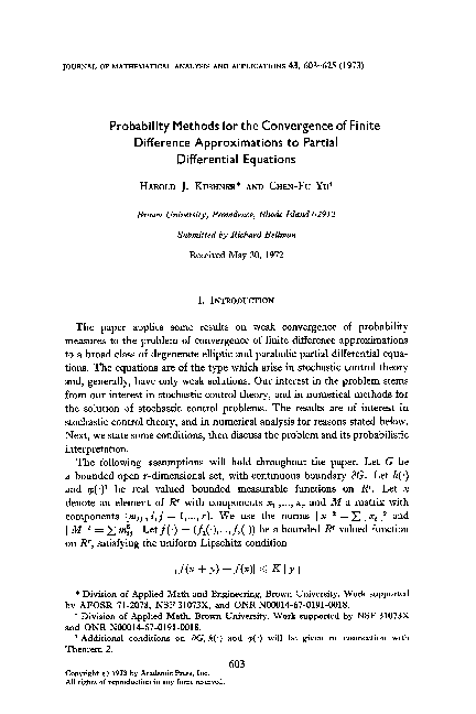 (PDF) Probability methods for the convergence of finite difference ...