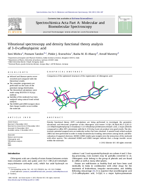 (PDF) Vibrational spectroscopy and density functional theory ...