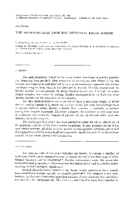 (PDF) The aminopeptidase from hog intestinal brush border | Daniel ...