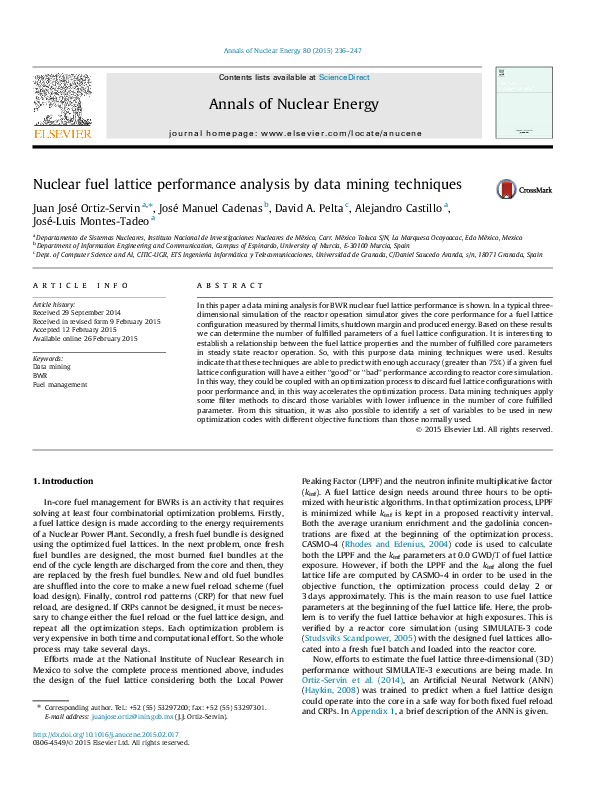(PDF) Nuclear fuel lattice performance analysis by data mining techniques