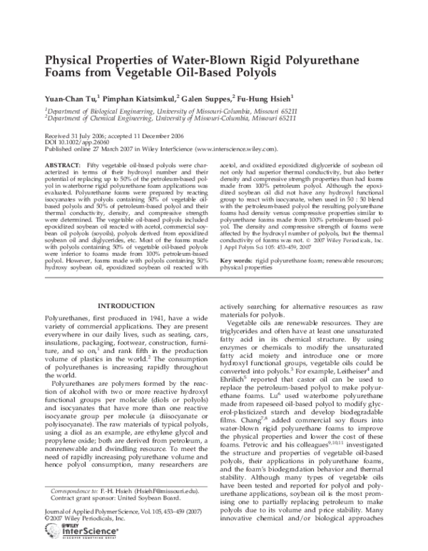 (PDF) Physical properties of water-blown rigid polyurethane foams from ...