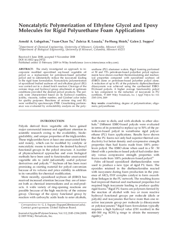 (PDF) Noncatalytic polymerization of ethylene glycol and epoxy ...