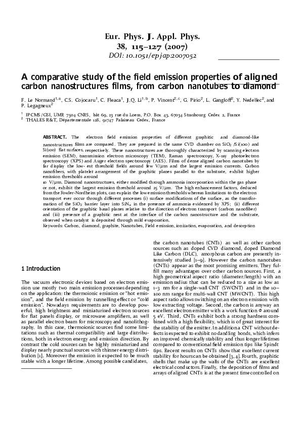 (PDF) A comparative study of field emission properties of carbon ...