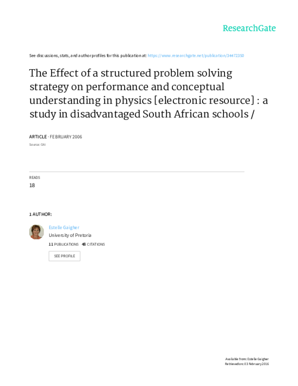 (PDF) The Effect of a structured problem solving strategy on ...