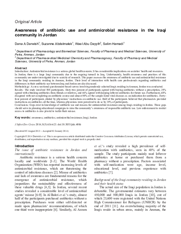 (PDF) Awareness of antibiotic use and antimicrobial resistance in the ...
