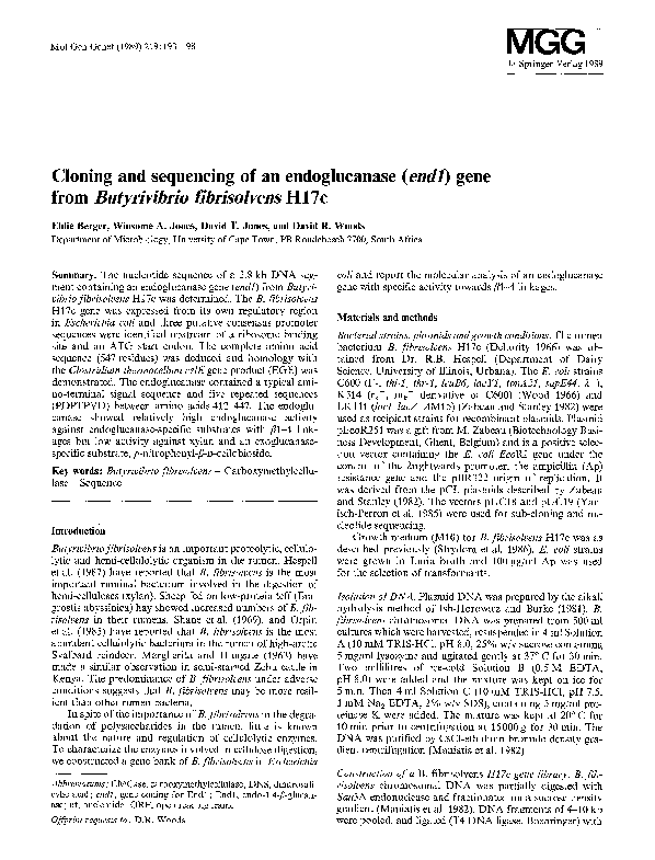 (PDF) Cloning and sequencing of an endoglucanase (end1) gene from ...