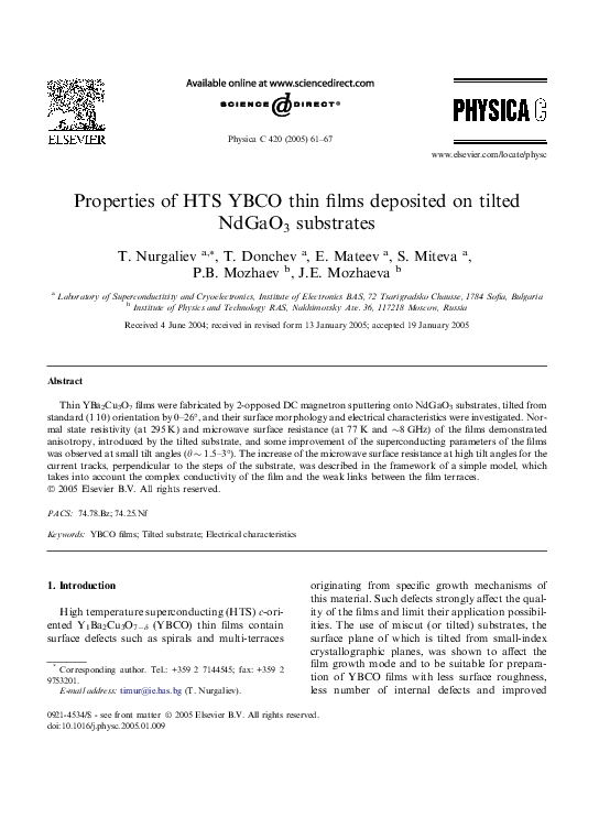 (PDF) Properties of HTS YBCO thin films deposited on tilted NdGaO3 ...